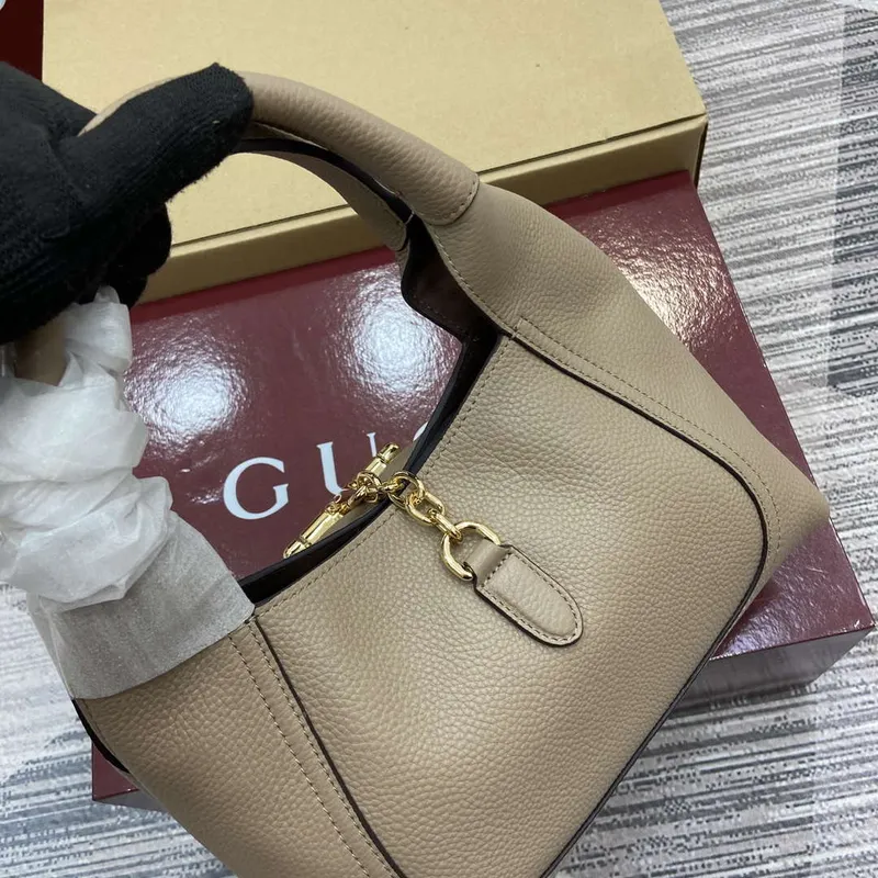 Gucci 837467 Gucci Softbit Medium Top Handle Bag Taupe grainy