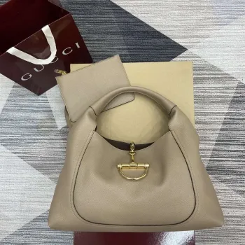 Gucci 837466 Gucci Softbit Maxi Shoulder Bag Taupe grainy