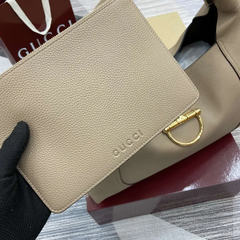 Gucci 837466 Gucci Softbit Maxi Shoulder Bag Taupe grainy
