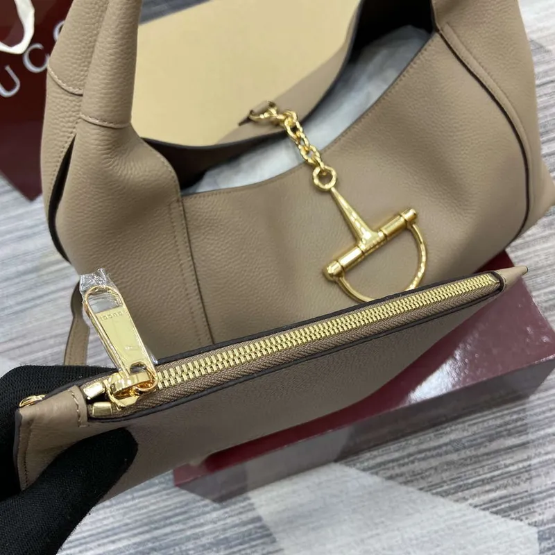 Gucci 837466 Gucci Softbit Maxi Shoulder Bag Taupe grainy