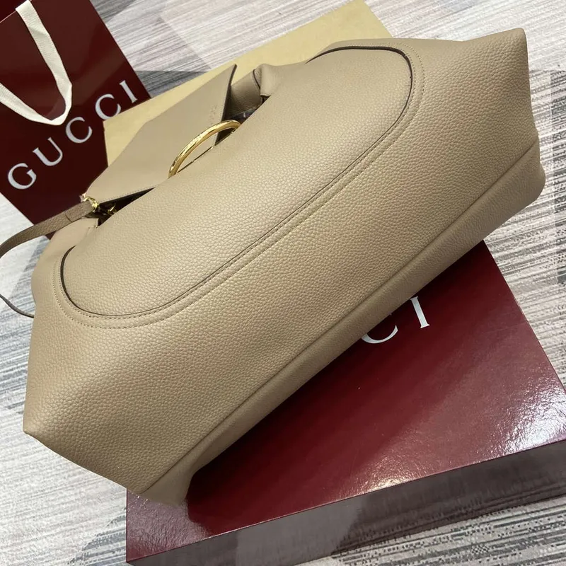 Gucci 837466 Gucci Softbit Maxi Shoulder Bag Taupe grainy