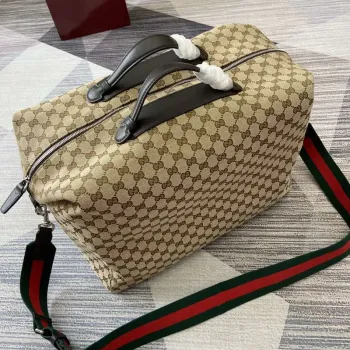 Gucci 821668 GG Canvas Medium Duffle Bag Brown
