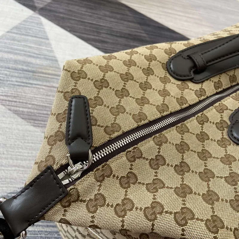 Gucci 821668 GG Canvas Medium Duffle Bag Brown