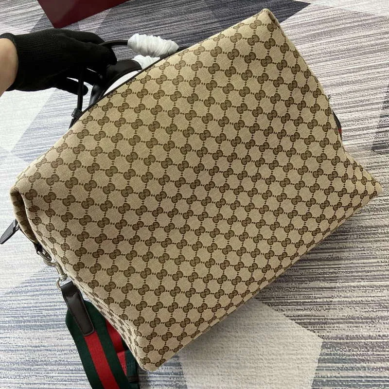Gucci 821668 GG Canvas Medium Duffle Bag Brown