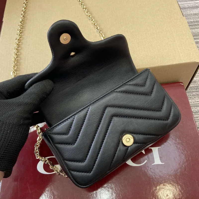 Gucci 841290 GG Marmont Mini Shoulder Bag Black