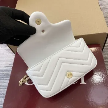 Gucci 841290 GG Marmont Mini Shoulder Bag White