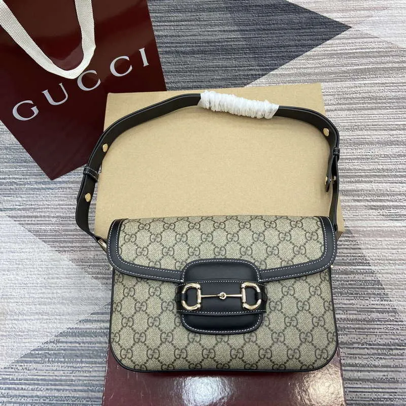 Gucci 815178 Gucci Horsebit 1955 Soft Medium Shoulder Bag Black leather trim