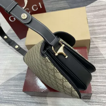 Gucci 815178 Gucci Horsebit 1955 Soft Medium Shoulder Bag Black leather trim