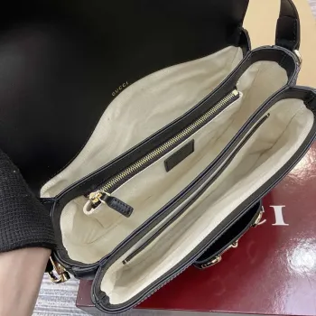Gucci 815178 Gucci Horsebit 1955 Soft Medium Shoulder Bag Black leather trim