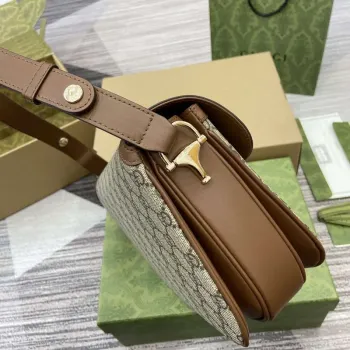 Gucci 815178 Gucci Horsebit 1955 Soft Medium Shoulder Bag Brown leather trim