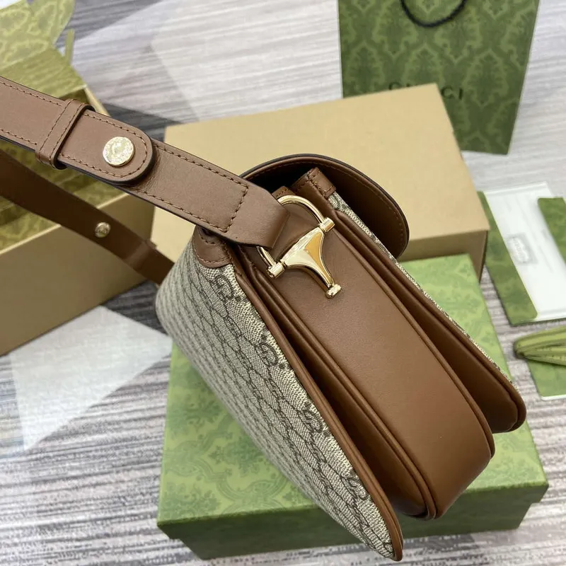 Gucci 815178 Gucci Horsebit 1955 Soft Medium Shoulder Bag Brown leather trim