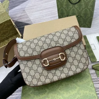 Gucci 815178 Gucci Horsebit 1955 Soft Medium Shoulder Bag Brown leather trim