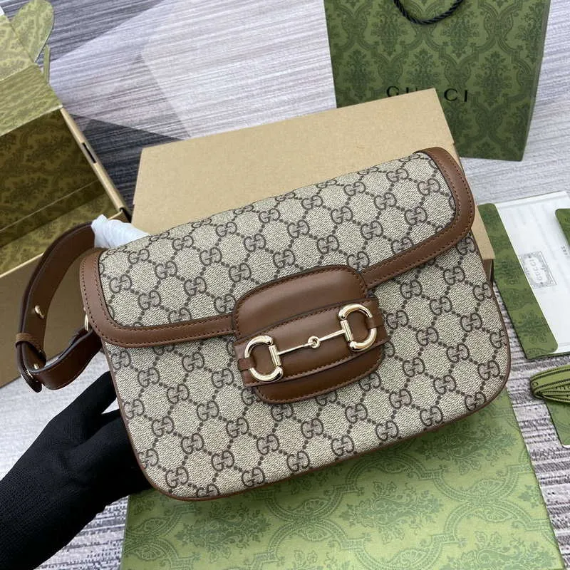 Gucci 815178 Gucci Horsebit 1955 Soft Medium Shoulder Bag Brown leather trim