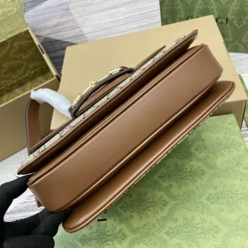 Gucci 815178 Gucci Horsebit 1955 Soft Medium Shoulder Bag Brown leather trim