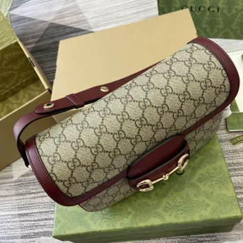 Gucci 815178 Gucci Horsebit 1955 Soft Medium Shoulder Bag Red leather trim
