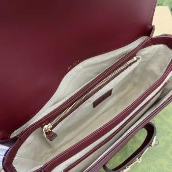 Gucci 815178 Gucci Horsebit 1955 Soft Medium Shoulder Bag Red leather trim