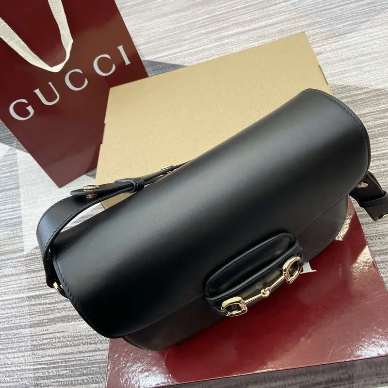Gucci 815178 Gucci Horsebit 1955 Soft Medium Shoulder Bag Black