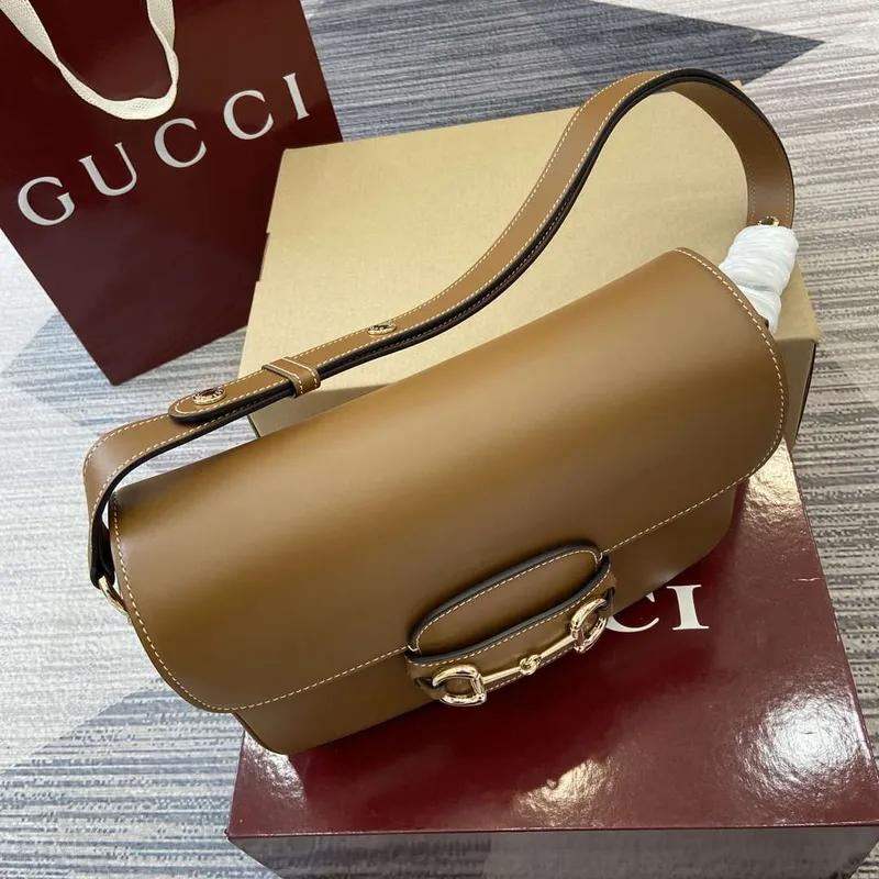 Gucci 815178 Gucci Horsebit 1955 Soft Medium Shoulder Bag Brown