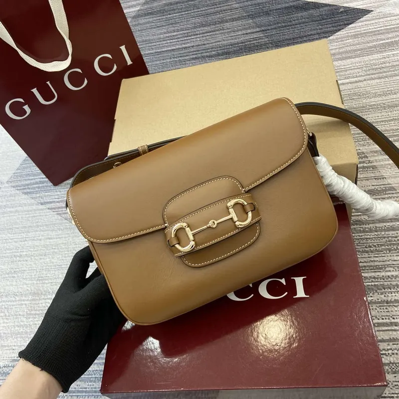 Gucci 815178 Gucci Horsebit 1955 Soft Medium Shoulder Bag Brown