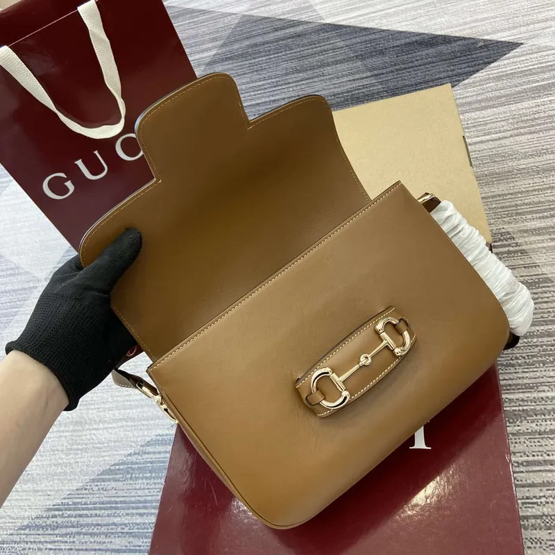 Gucci 815178 Gucci Horsebit 1955 Soft Medium Shoulder Bag Brown