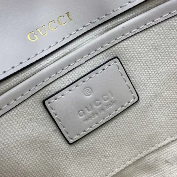 Gucci 815206 Gucci Horsebit 1955 Soft Small Top Handle Bag White leather trim