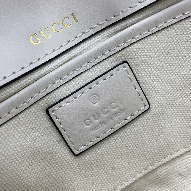 Gucci 815206 Gucci Horsebit 1955 Soft Small Top Handle Bag White leather trim