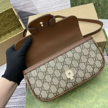 Gucci 815206 Gucci Horsebit 1955 Soft Small Top Handle Bag Brown leather trim