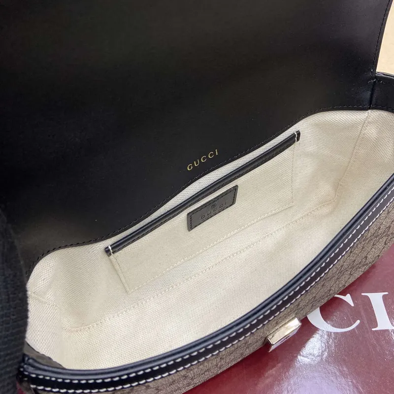 Gucci 815206 Gucci Horsebit 1955 Soft Small Top Handle Bag Black leather trim