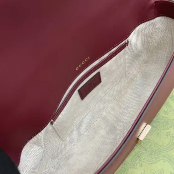 Gucci 815206 Gucci Horsebit 1955 Soft Small Top Handle Bag Red leather trim