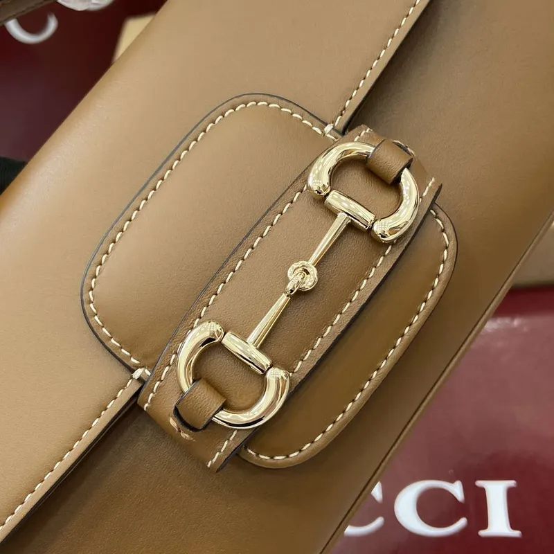 Gucci 815206 Gucci Horsebit 1955 Soft Small Top Handle Bag Brown