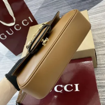 Gucci 815206 Gucci Horsebit 1955 Soft Small Top Handle Bag Brown
