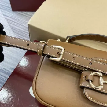 Gucci 815206 Gucci Horsebit 1955 Soft Small Top Handle Bag Brown