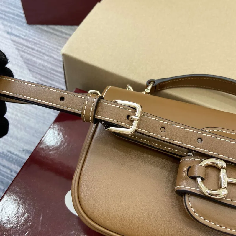 Gucci 815206 Gucci Horsebit 1955 Soft Small Top Handle Bag Brown