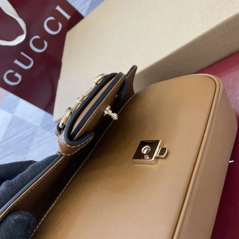 Gucci 815206 Gucci Horsebit 1955 Soft Small Top Handle Bag Brown