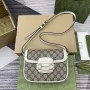 Gucci 815205 Gucci Horsebit 1955 Soft Small Shoulder Bag White leather trim