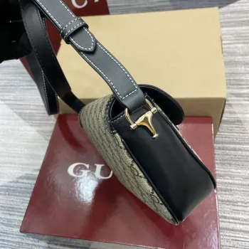 Gucci 815205 Gucci Horsebit 1955 Soft Small Shoulder Bag Black leather trim