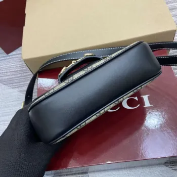 Gucci 815205 Gucci Horsebit 1955 Soft Small Shoulder Bag Black leather trim