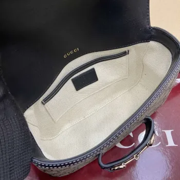 Gucci 815205 Gucci Horsebit 1955 Soft Small Shoulder Bag Black leather trim