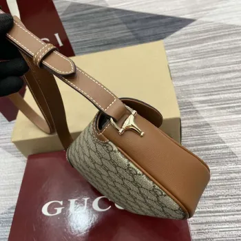 Gucci 815205 Gucci Horsebit 1955 Soft Small Shoulder Bag Brown leather trim