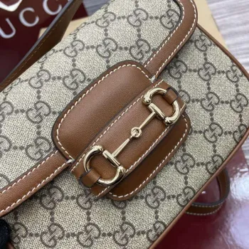 Gucci 815205 Gucci Horsebit 1955 Soft Small Shoulder Bag Brown leather trim