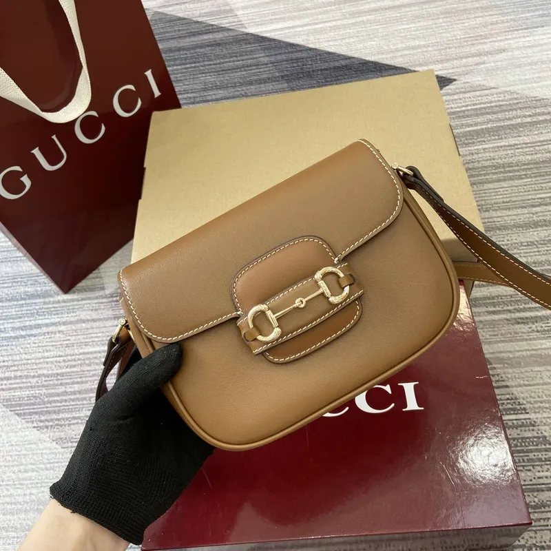 Gucci 815205 Gucci Horsebit 1955 Soft Small Shoulder Bag Brown