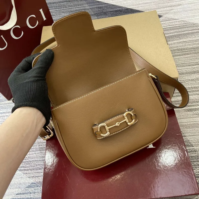 Gucci 815205 Gucci Horsebit 1955 Soft Small Shoulder Bag Brown