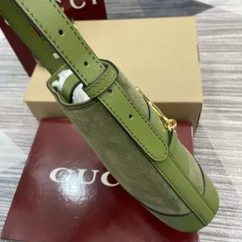 Gucci 833665 Gucci 73 Small Bucket Bag Green Suede