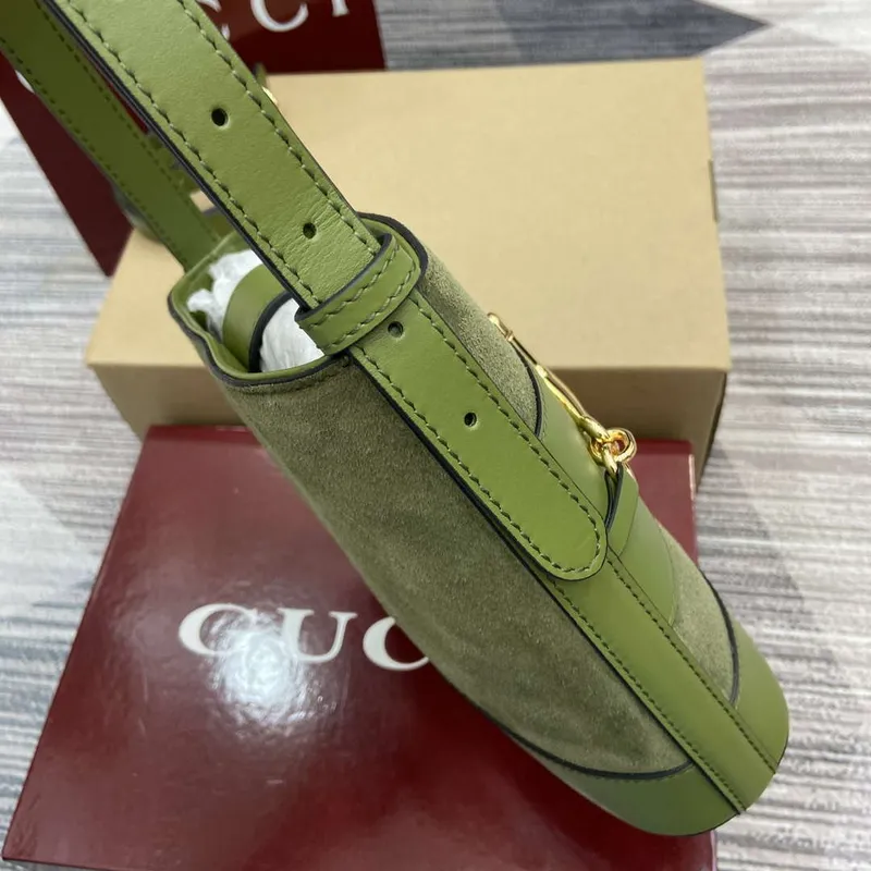 Gucci 833665 Gucci 73 Small Bucket Bag Green Suede