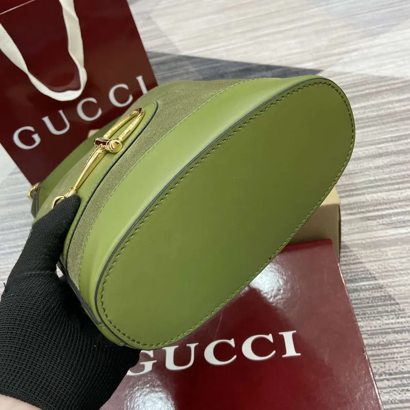Gucci 833665 Gucci 73 Small Bucket Bag Green Suede