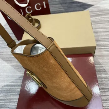 Gucci 833665 Gucci 73 Small Bucket Bag Brown Suede