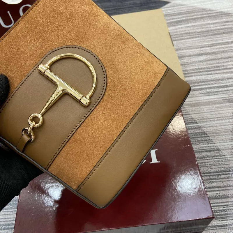 Gucci 833665 Gucci 73 Small Bucket Bag Brown Suede