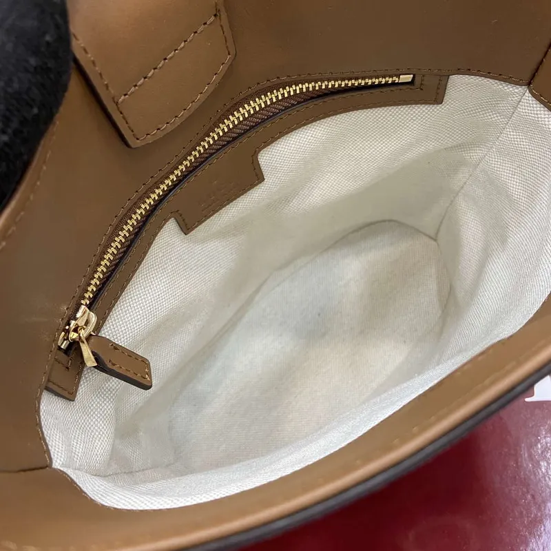 Gucci 833665 Gucci 73 Small Bucket Bag Brown Suede