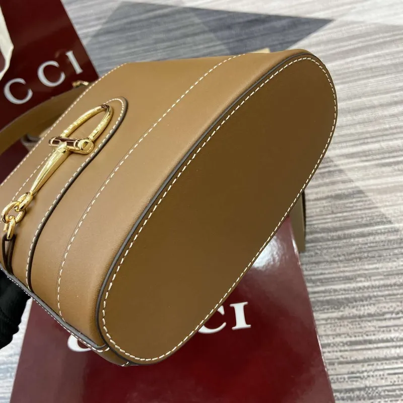 Gucci 833665 Gucci 73 Small Bucket Bag Brown Leather