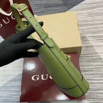 Gucci 833665 Gucci 73 Small Bucket Bag Green Leather